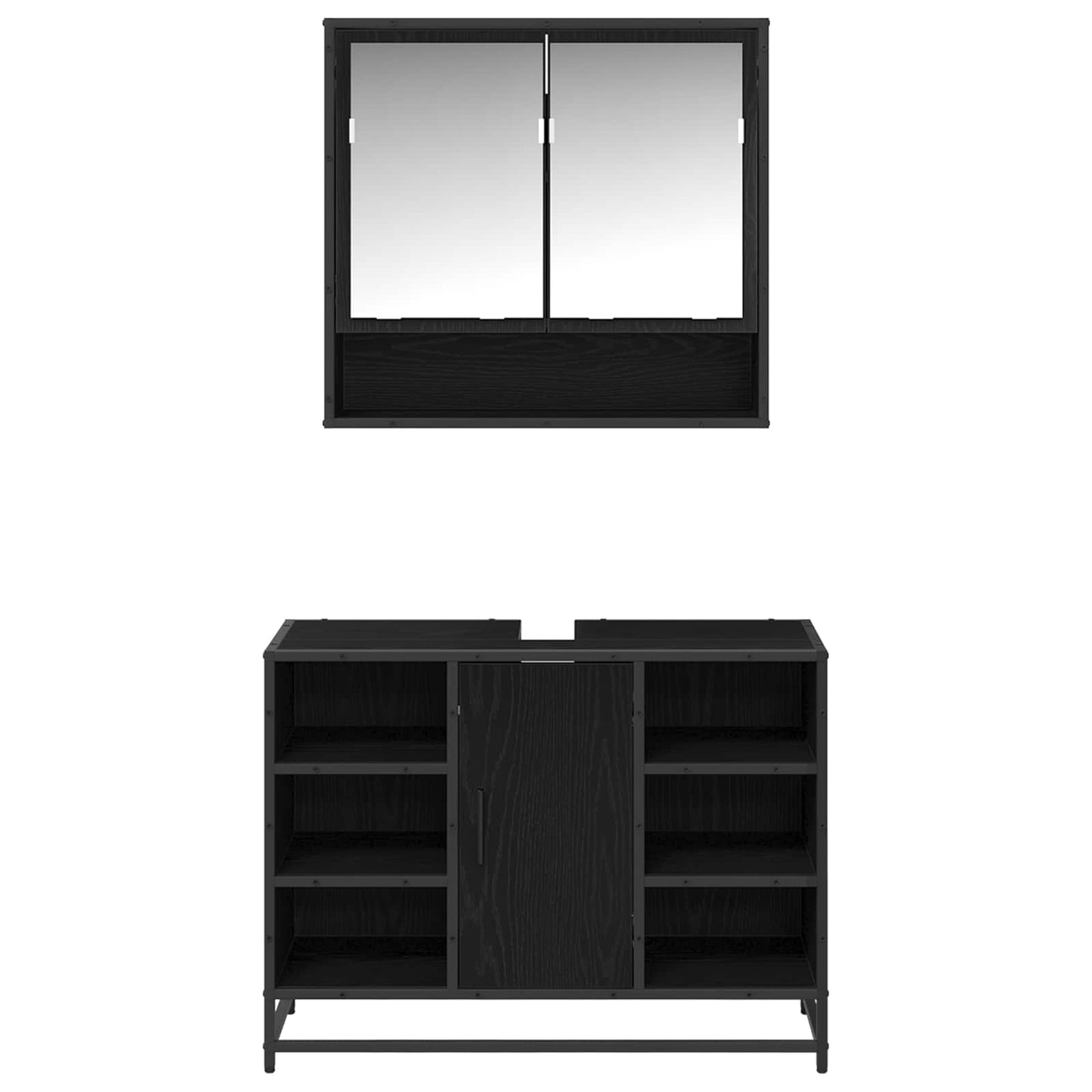 Bathroom Furniture Set 2 pcs Black Oak Engineered Wood