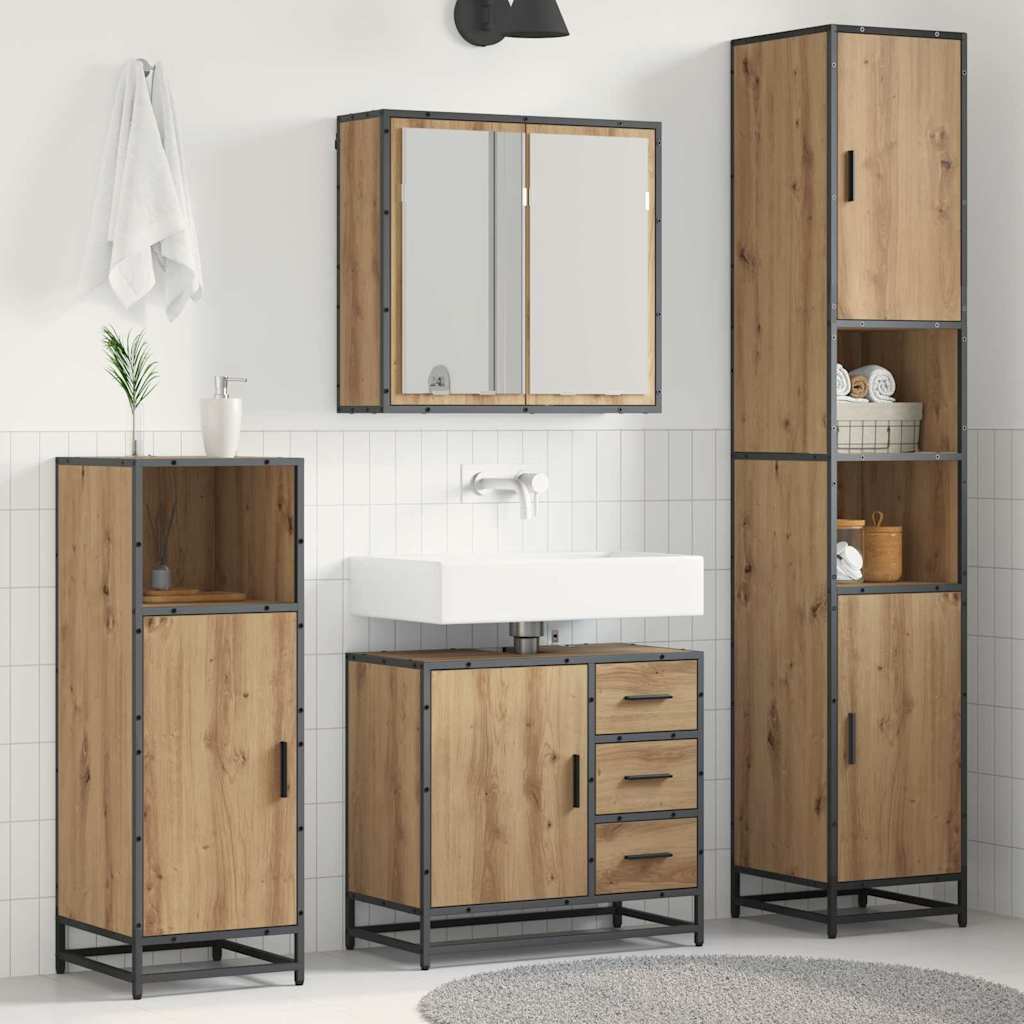 Bathroom Furniture Set 3 pcs Artisan Oak Engineered Wood