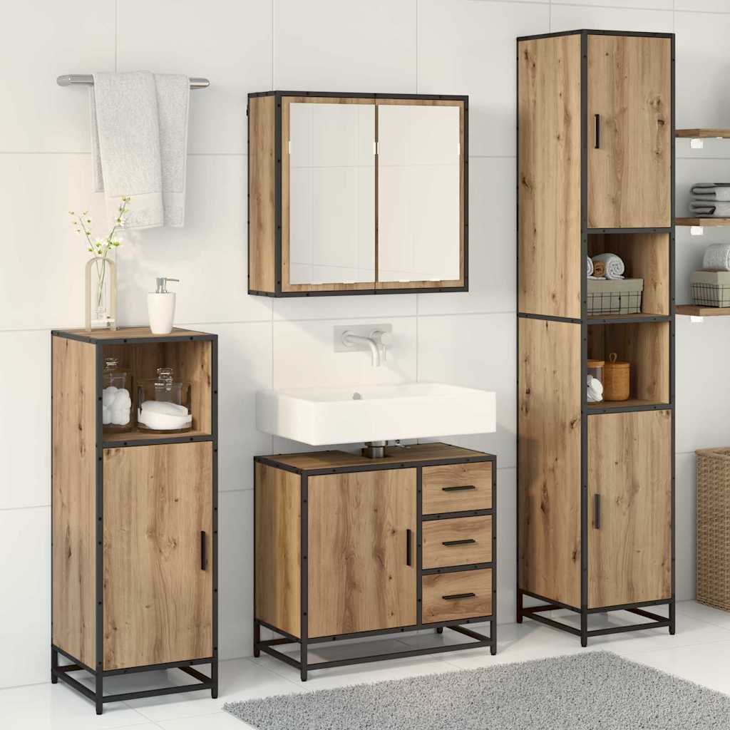 Bathroom Furniture Set 3 pcs Artisan Oak Engineered Wood