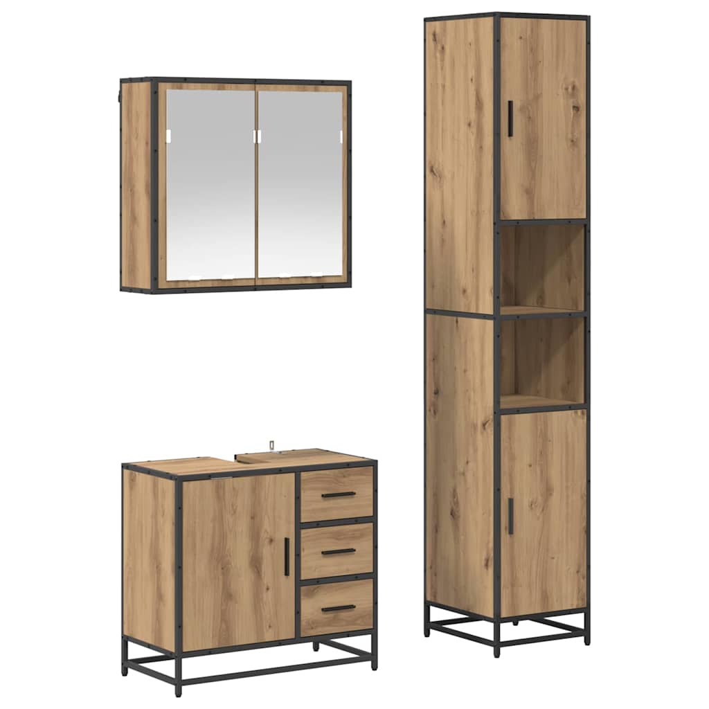 Bathroom Furniture Set 3 pcs Artisan Oak Engineered Wood