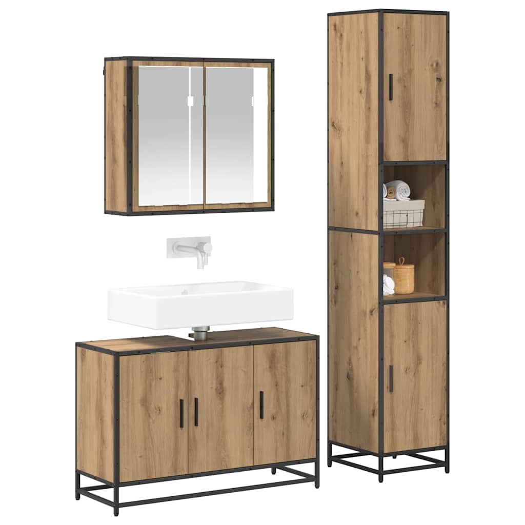 Bathroom Furniture Set 3 pcs Artisan Oak Engineered Wood