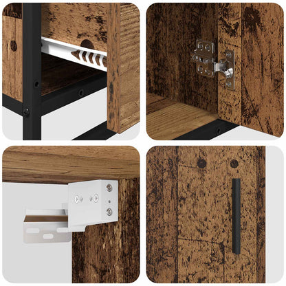 Bathroom Furniture Set with Door 3 pcs Old Wood Engineered Wood