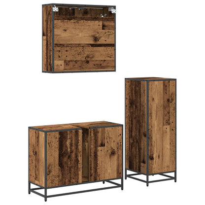 Bathroom Furniture Set with Door 3 pcs Old Wood Engineered Wood