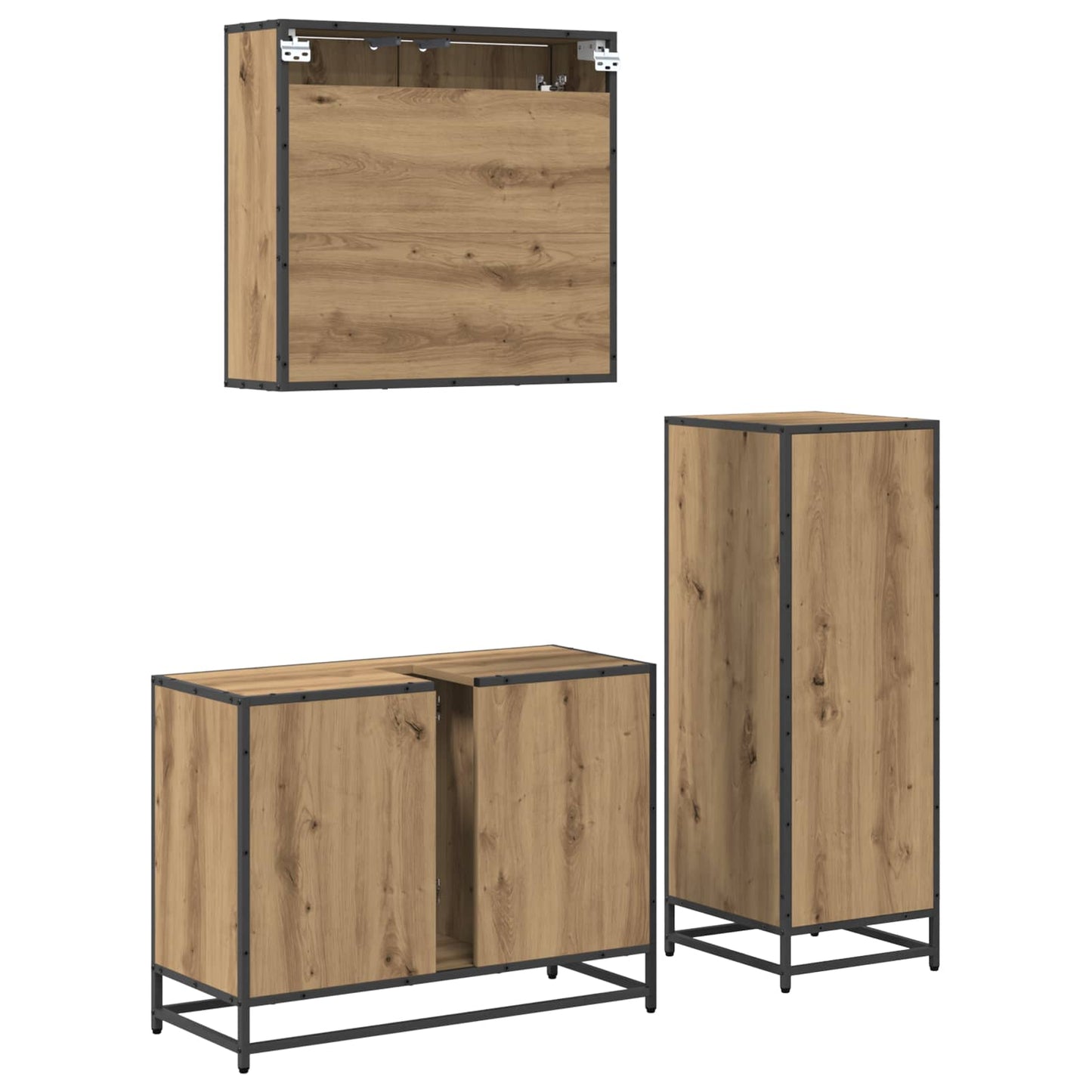 Bathroom Furniture Set 3 pcs Artisan Oak Engineered Wood