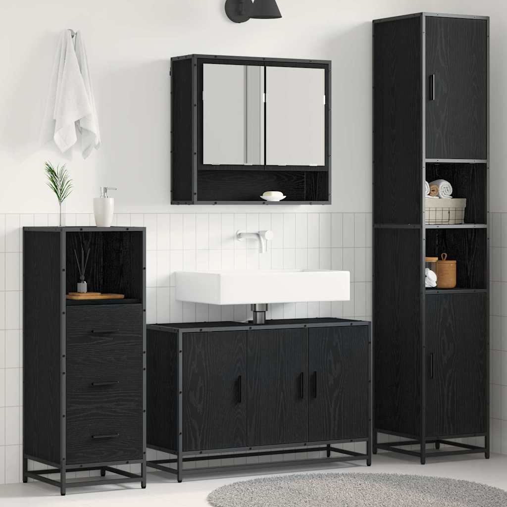 Bathroom Furniture Set with Door 3 pcs Old Wood Engineered Wood