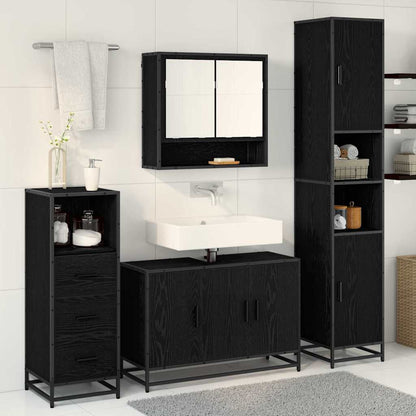 Bathroom Furniture Set with Door 3 pcs Old Wood Engineered Wood