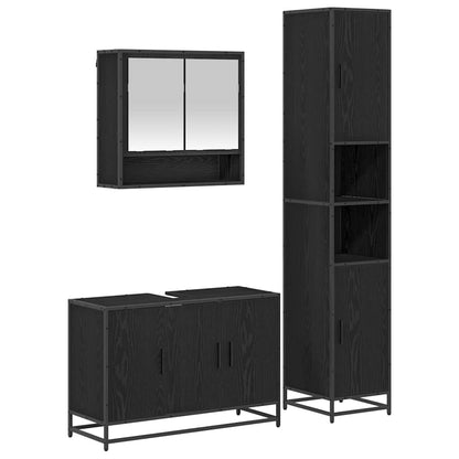 Bathroom Furniture Set with Door 3 pcs Old Wood Engineered Wood