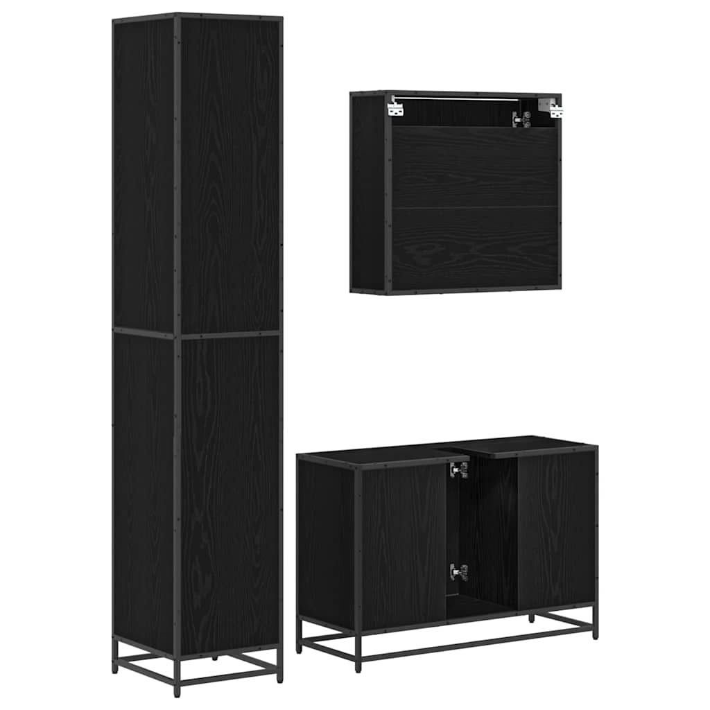 Bathroom Furniture Set with Door 3 pcs Old Wood Engineered Wood