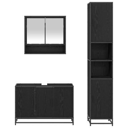 Bathroom Furniture Set with Door 3 pcs Old Wood Engineered Wood