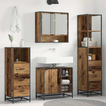 Bathroom Furniture Set with Door 4 pcs Old Wood Engineered Wood