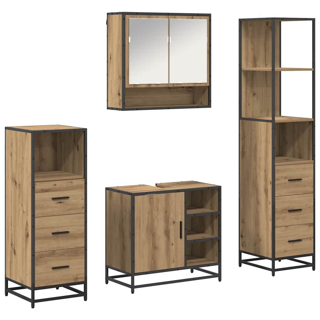 Bathroom Furniture Set 4 pcs Artisan Oak Engineered Wood