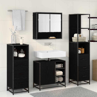 Bathroom Furniture Set 4 pcs Black Oak Engineered Wood
