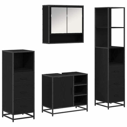 Bathroom Furniture Set 4 pcs Black Oak Engineered Wood