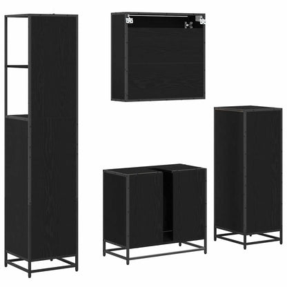 Bathroom Furniture Set 4 pcs Black Oak Engineered Wood