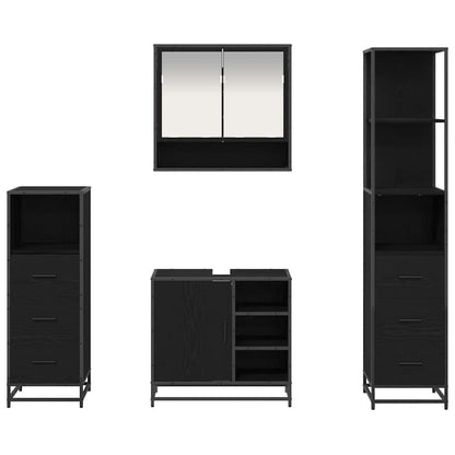 Bathroom Furniture Set 4 pcs Black Oak Engineered Wood