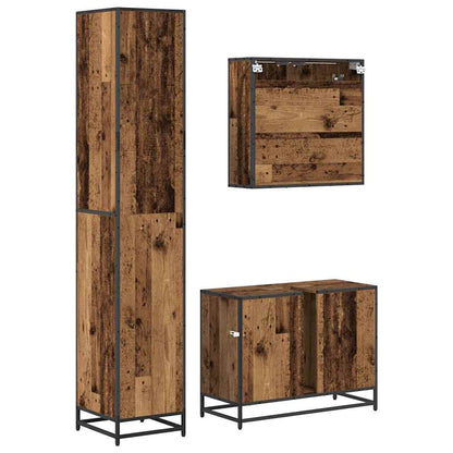 Bathroom Furniture Set with Door 3 pcs Old Wood Engineered Wood