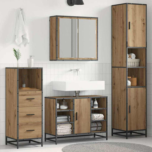 Bathroom Furniture Set 3 pcs Artisan Oak Engineered Wood