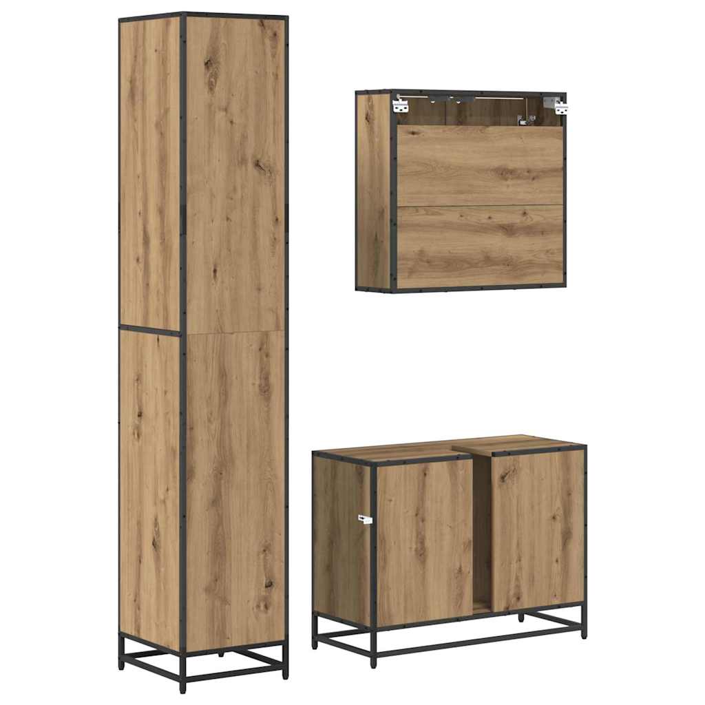 Bathroom Furniture Set 3 pcs Artisan Oak Engineered Wood