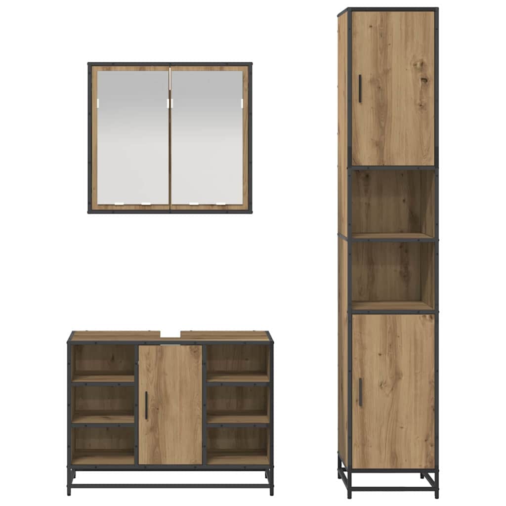 Bathroom Furniture Set 3 pcs Artisan Oak Engineered Wood