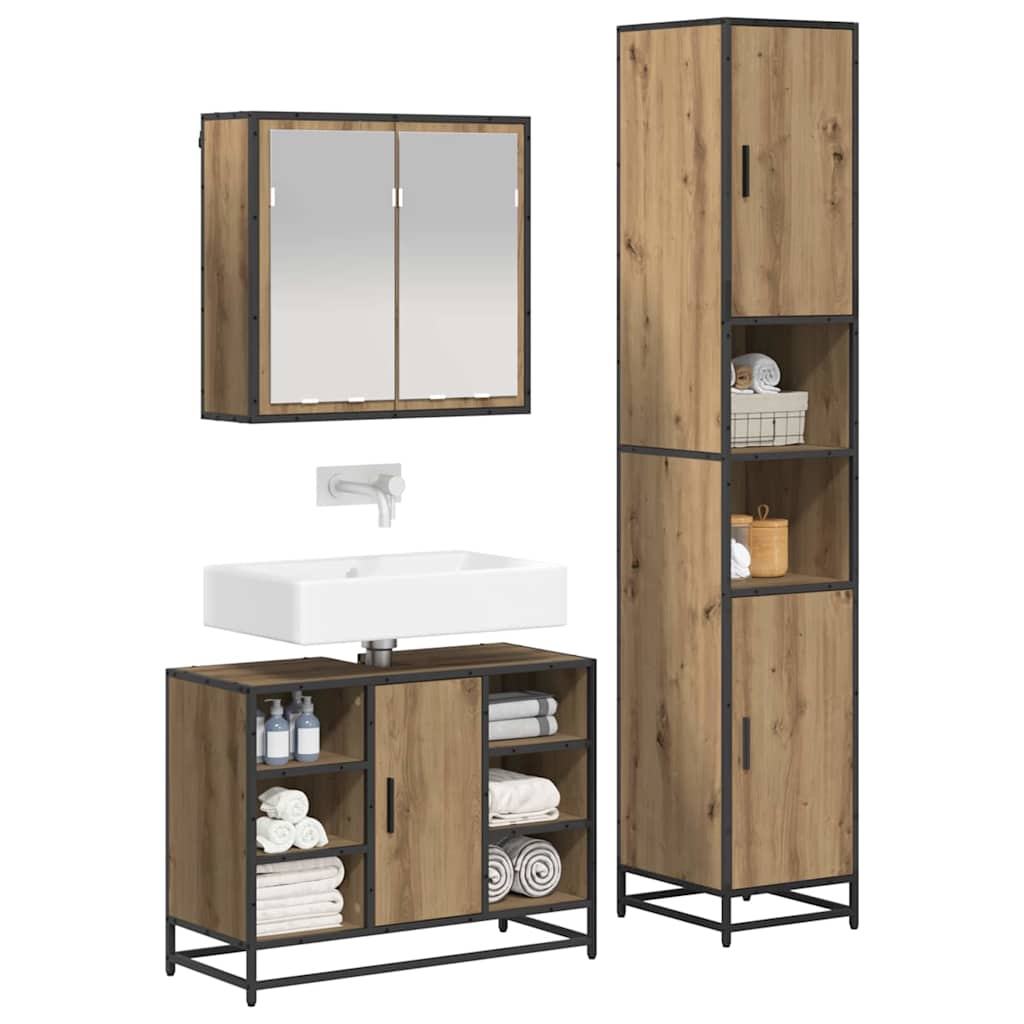 Bathroom Furniture Set 3 pcs Artisan Oak Engineered Wood