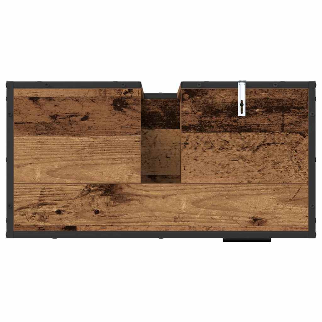 Bathroom Furniture Set with Door 3 pcs Old Wood Engineered Wood