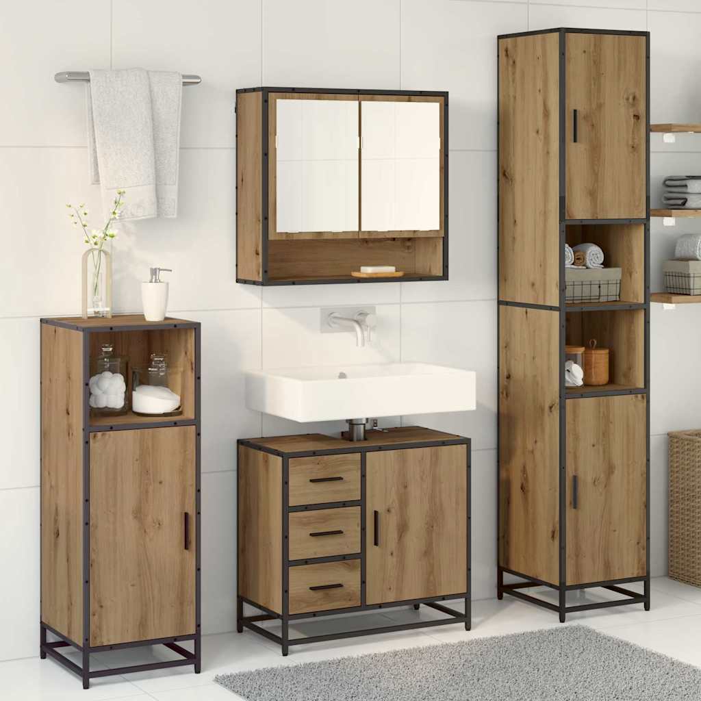 Bathroom Furniture Set 3 pcs Artisan Oak Engineered Wood