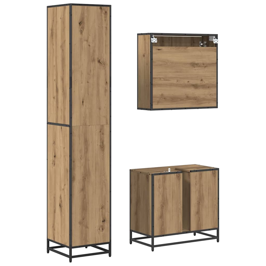 Bathroom Furniture Set 3 pcs Artisan Oak Engineered Wood