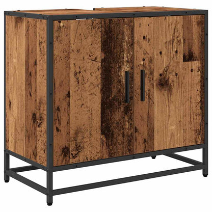 Bathroom Furniture Set with Door 3 pcs Old Wood Engineered Wood