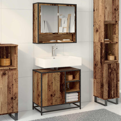 Bathroom Furniture Set with Door 2 pcs Old Wood Engineered Wood