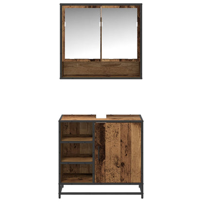 Bathroom Furniture Set 2 pcs Old Wood Engineered Wood