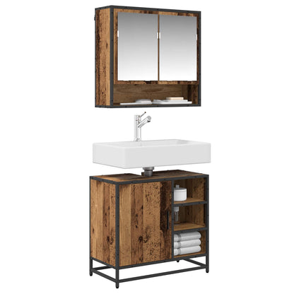Bathroom Furniture Set with Door 2 pcs Old Wood Engineered Wood