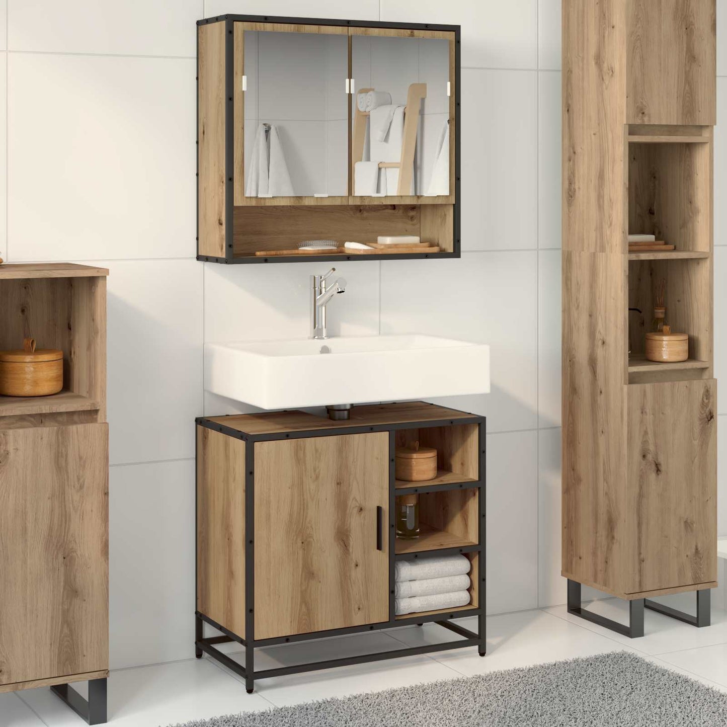 Bathroom Furniture Set 2 pcs Artisan Oak Engineered Wood