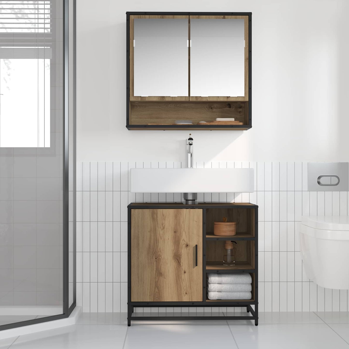 Bathroom Furniture Set 2 pcs Artisan Oak Engineered Wood