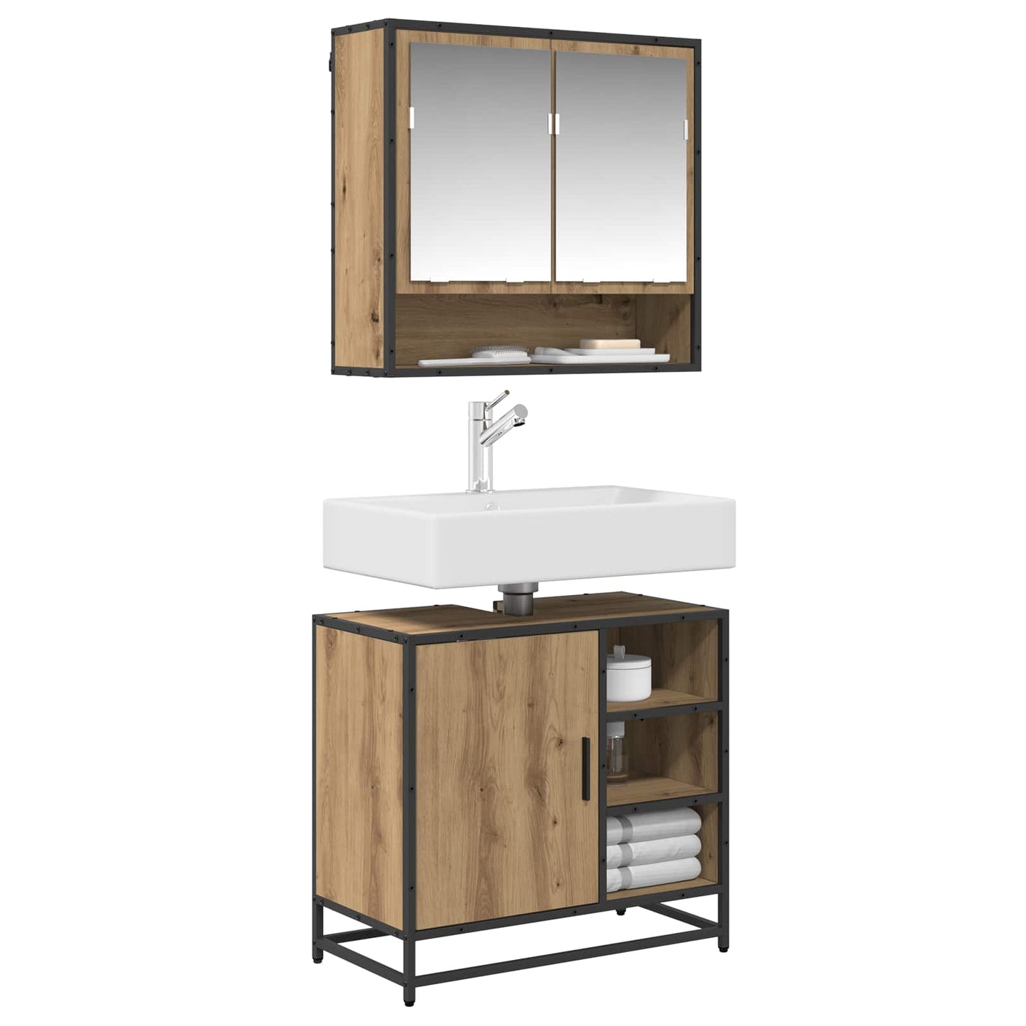 Bathroom Furniture Set 2 pcs Artisan Oak Engineered Wood
