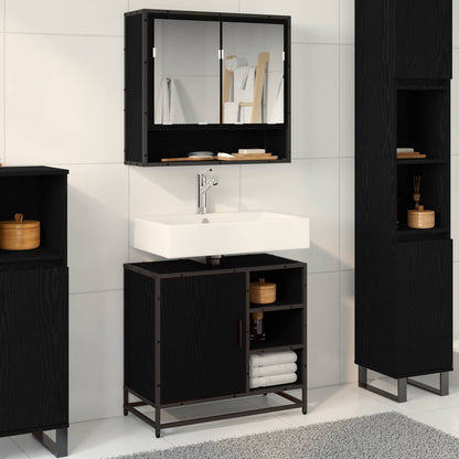 Bathroom Furniture Set 2 pcs Black Oak Engineered Wood