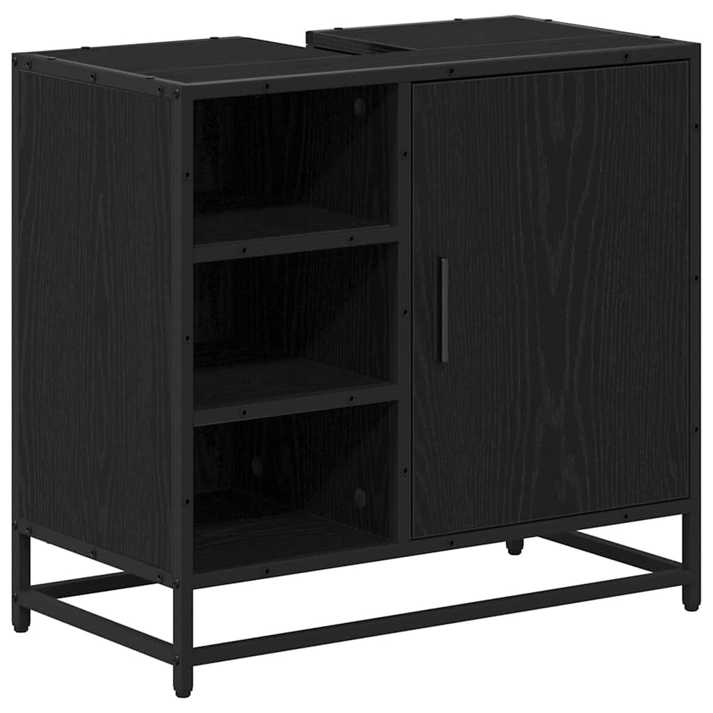 Bathroom Furniture Set 2 pcs Black Oak Engineered Wood