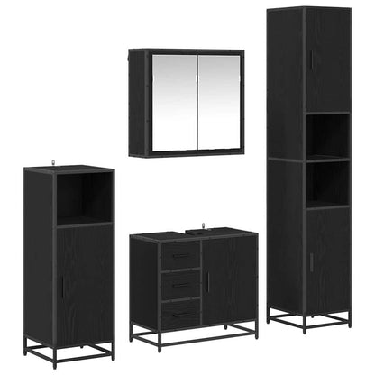 Bathroom Furniture Set 4 pcs Black Oak Engineered Wood