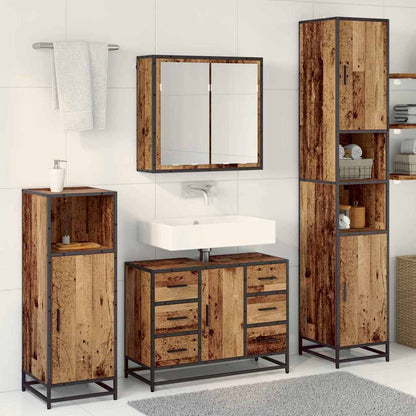 Bathroom Furniture Set with Door 3 pcs Old Wood Engineered Wood