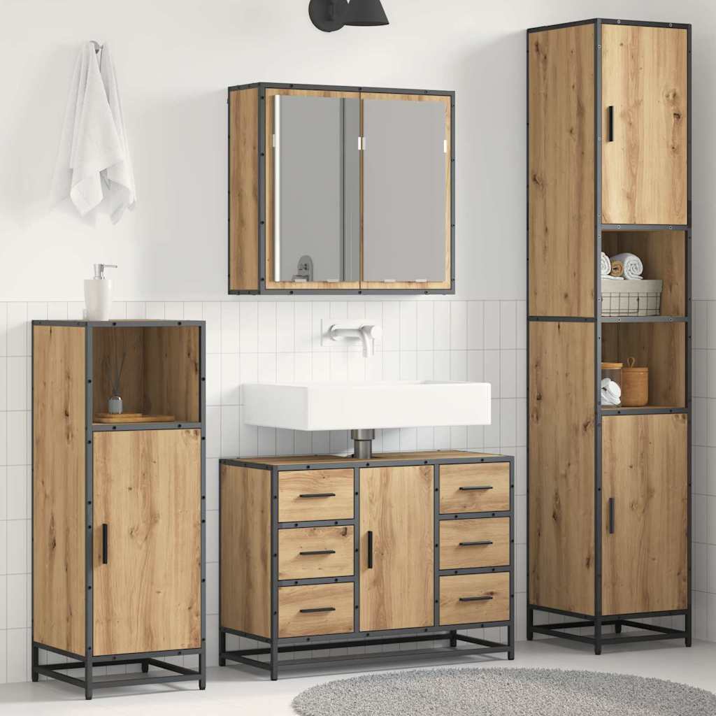 Bathroom Furniture Set 3 pcs Artisan Oak Engineered Wood