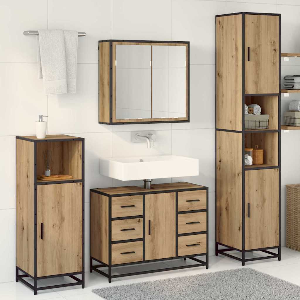 Bathroom Furniture Set 3 pcs Artisan Oak Engineered Wood