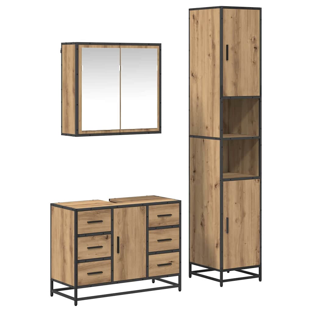 Bathroom Furniture Set 3 pcs Artisan Oak Engineered Wood