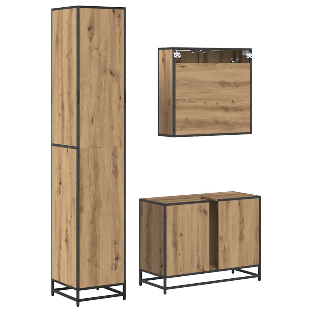 Bathroom Furniture Set 3 pcs Artisan Oak Engineered Wood