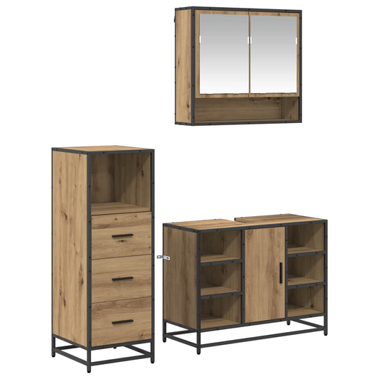 Bathroom Furniture Set 3 pcs Artisan Oak Engineered Wood
