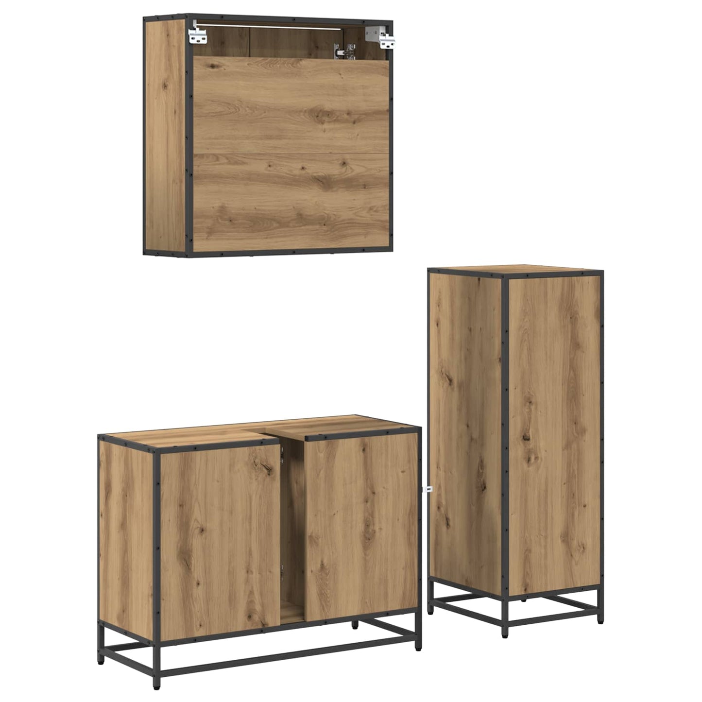 Bathroom Furniture Set 3 pcs Artisan Oak Engineered Wood