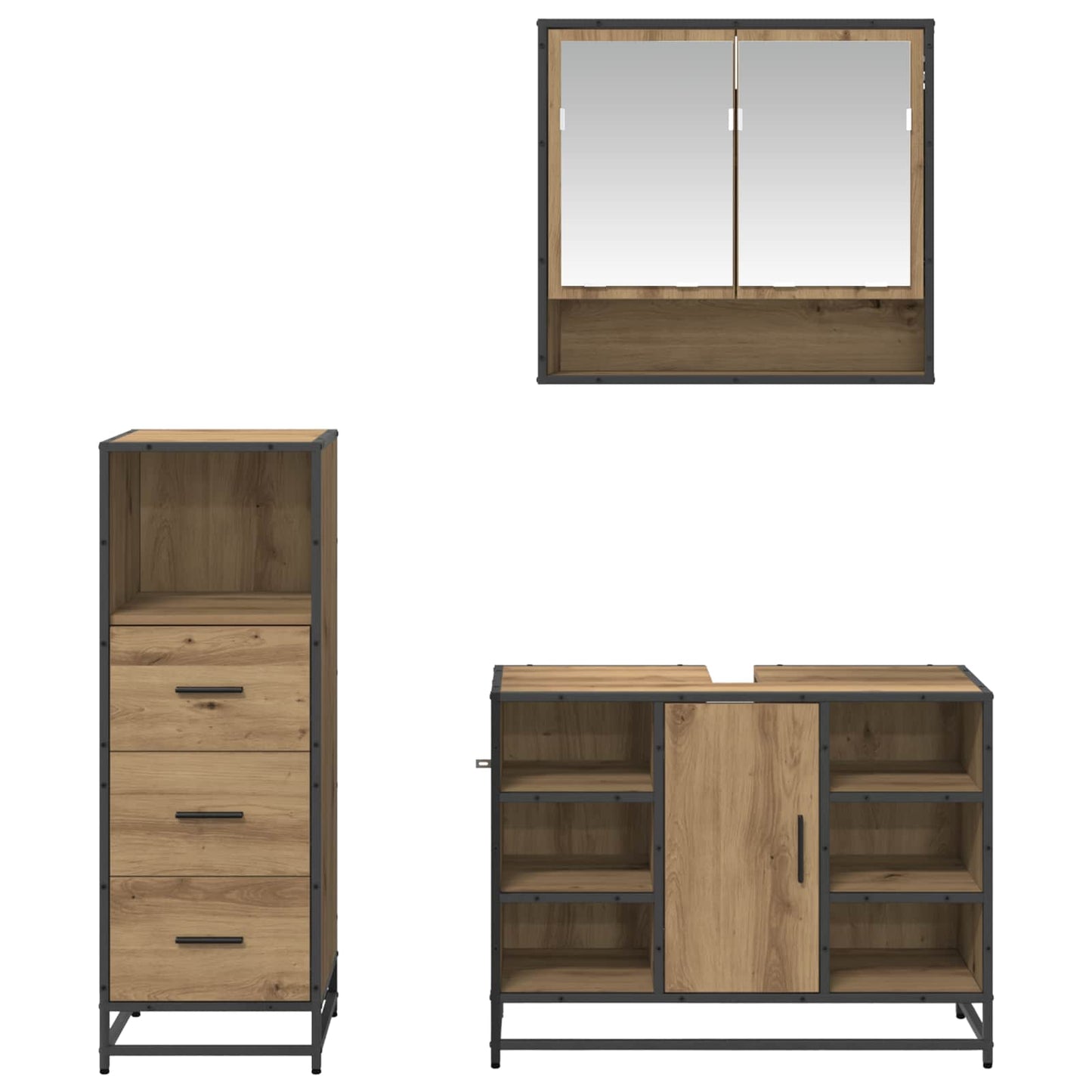 Bathroom Furniture Set 3 pcs Artisan Oak Engineered Wood