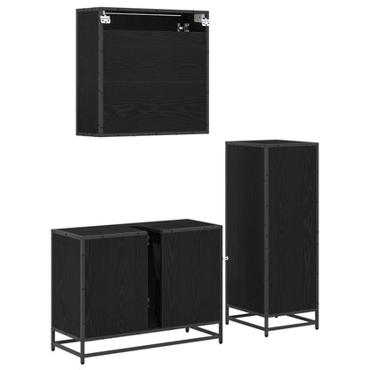 Bathroom Furniture Set 3 pcs Black Oak Engineered Wood