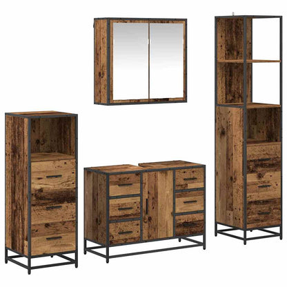 Bathroom Furniture Set with Door 4 pcs Old wood Engineered wood