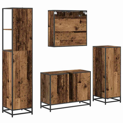 Bathroom Furniture Set with Door 4 pcs Old wood Engineered wood