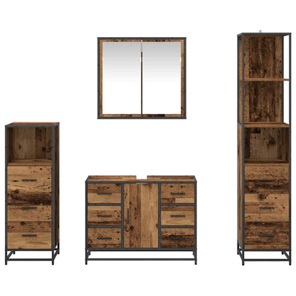 Bathroom Furniture Set with Door 4 pcs Old wood Engineered wood