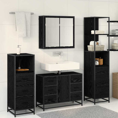 Bathroom Furniture Set 4 pcs Black Oak Engineered Wood